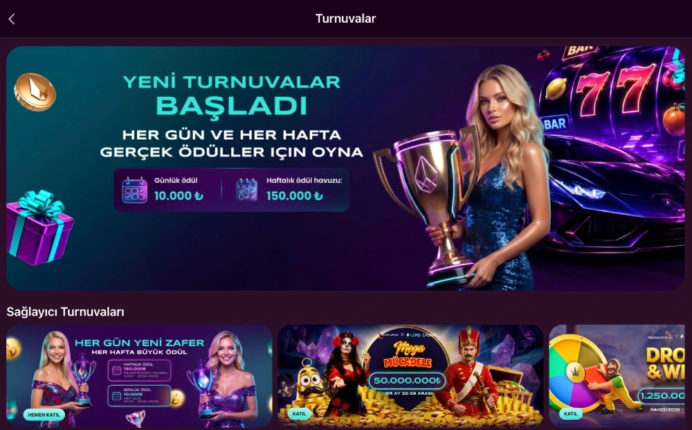 Banner on the Casino Luks Tournaments page reading New Tournaments Have Started with prize pool figures
